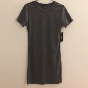 Lulu’s New Grey Ribbed Fitted T-Shirt Dress